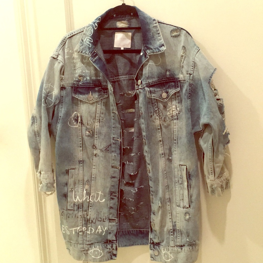Zara 3/4 sleeve over sized jean long jacket Sz S